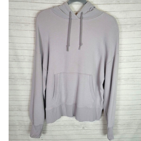 ATHLETA BALANCE WAFFLE HOODIE IN LIGHT GRAY, SZ MEDIUM - Picture 1 of 15